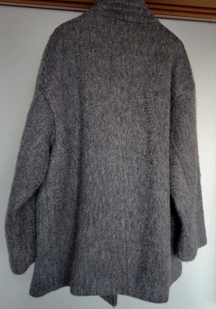 ナチュラルビューティーベーシック　スタンドネックシャギーミディコート