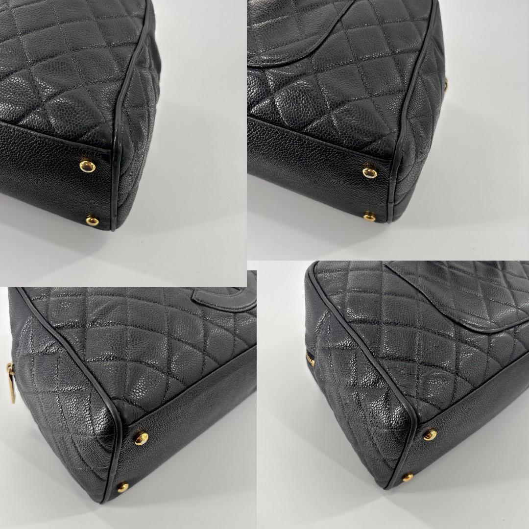 超極美品 シャネル マトラッセ キャビアスキン ココ ミニ ボストンバッグ