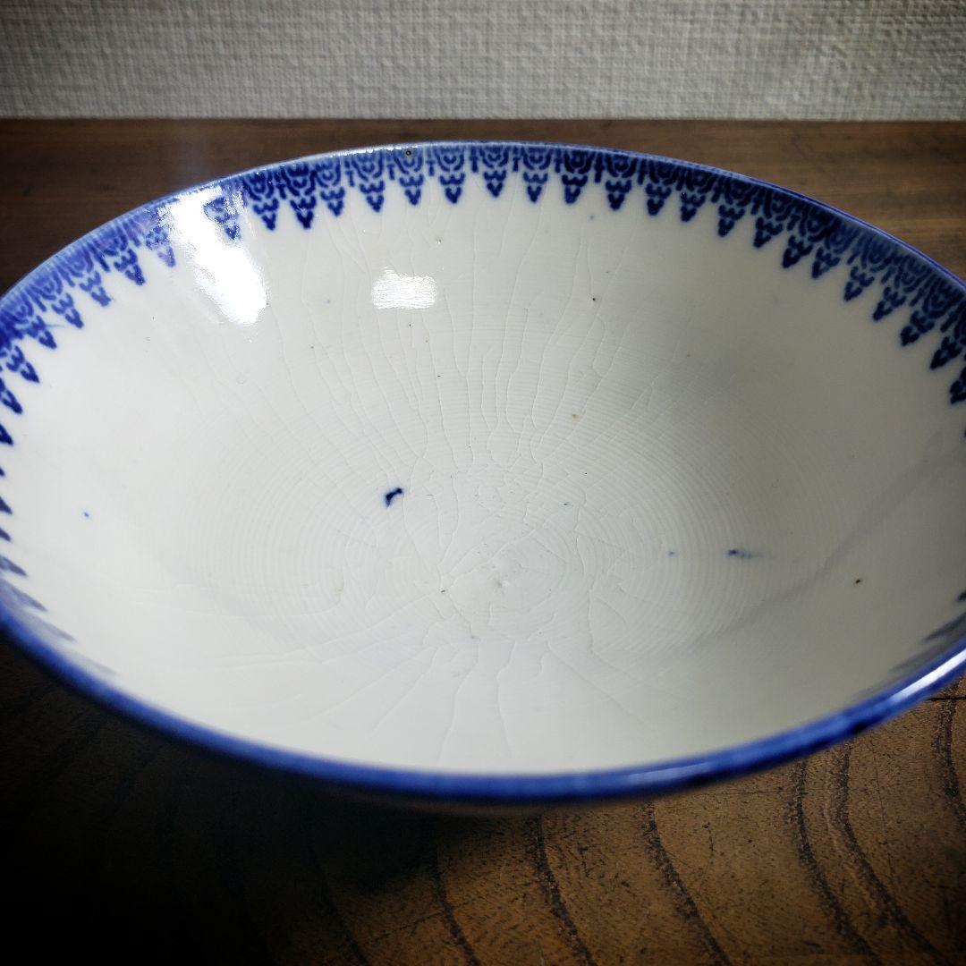 茶碗 ご飯茶碗 染付 印判 希少 コウモリ 大正 昭和初期 貫入