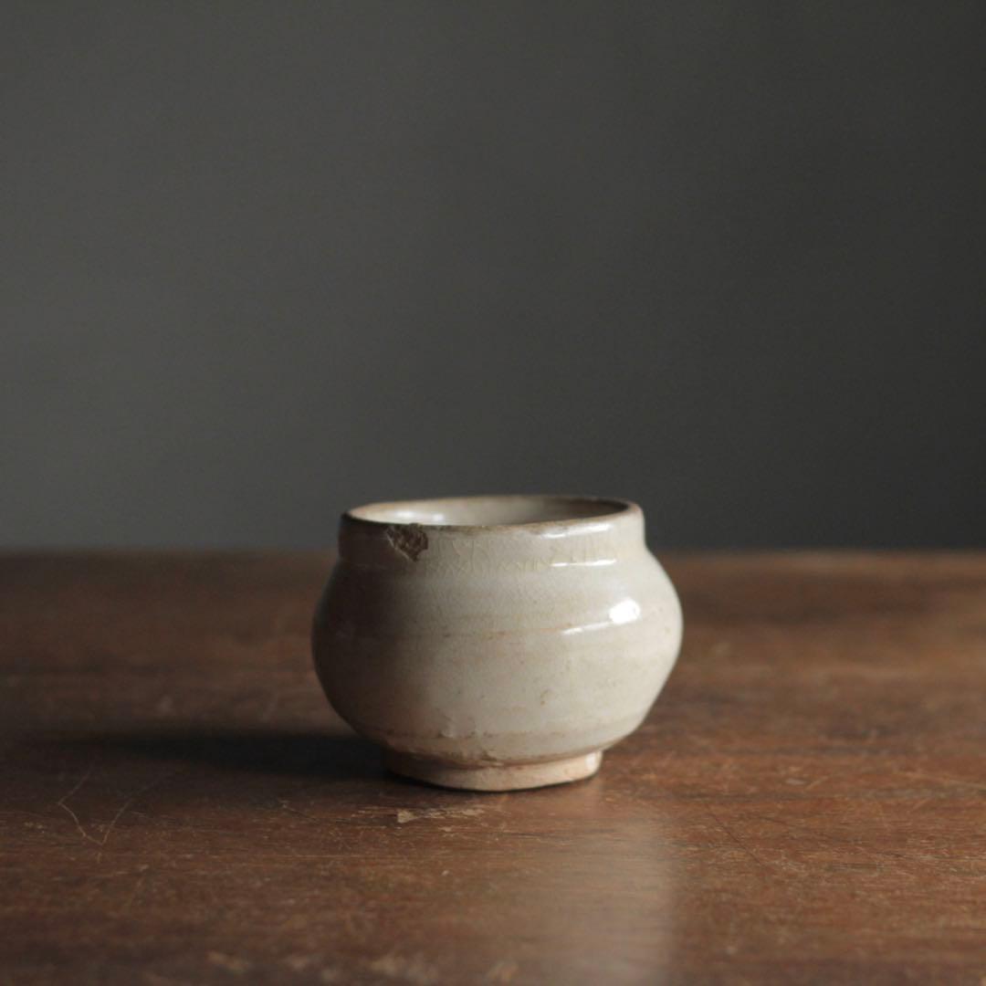 中国 白化粧土 小壺 茶碗 中国美術 古美術 古道具 アンティーク 茶道具
