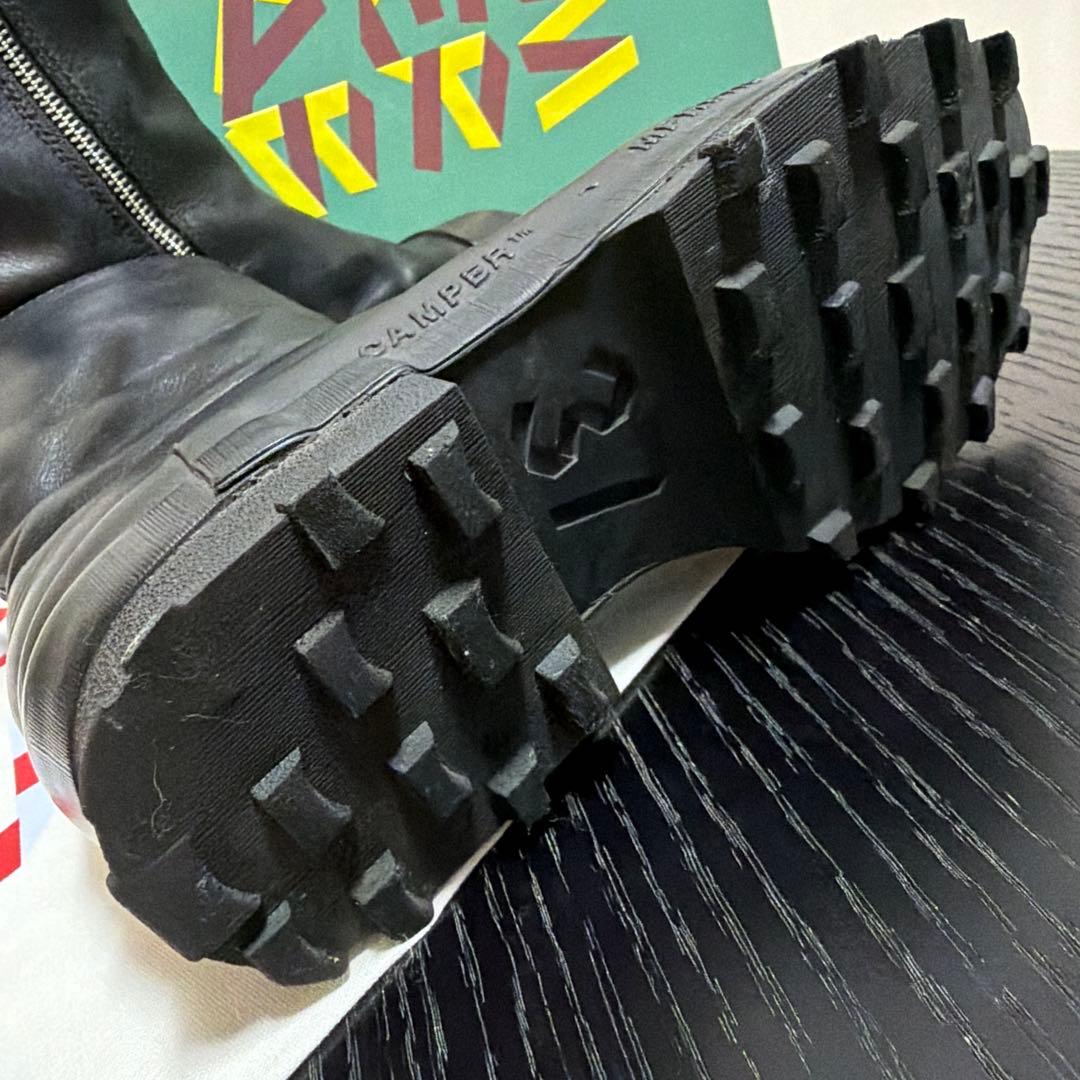 CAMPER Traktori サイドジップ　レザーブーツ　EU37