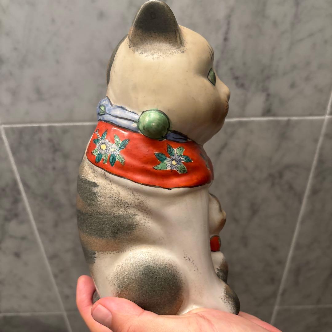 アンティーク伊万里　インパクトのあるお顔が忘れられなき親子の招き猫