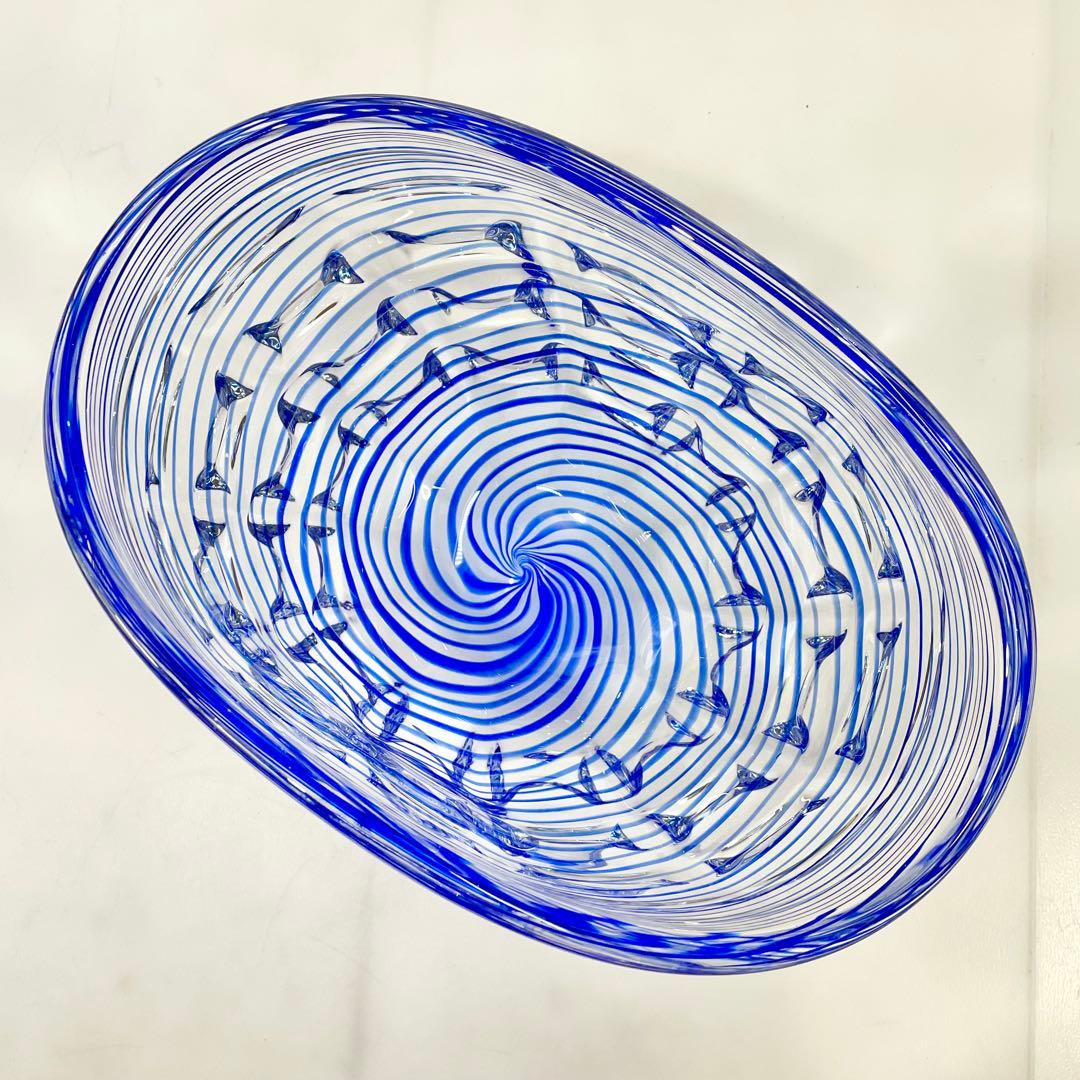 ◎ 美品 津軽びいどろ 花器 ガラス細工 ブルー