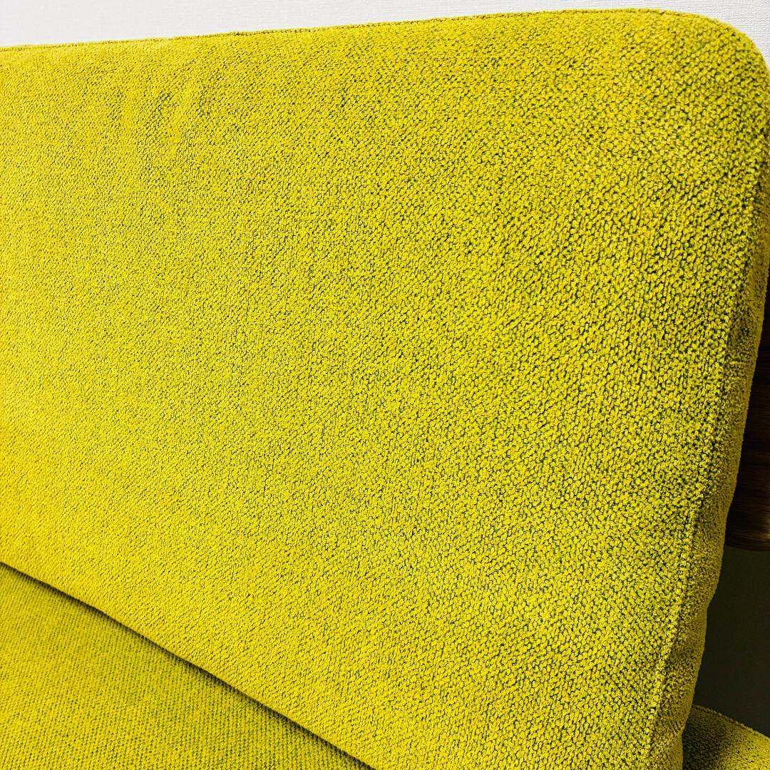 ナガノインテリア　天然木フレーム　2人掛けソファ　ベンチ　グリーン　北欧モダン