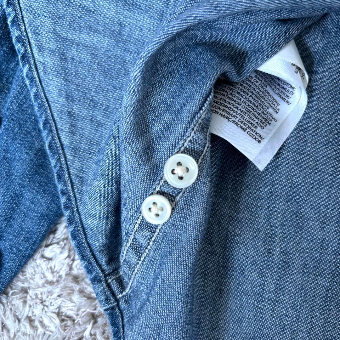 【極美品✨】ポロラルフローレン　シャツ　ボウタイ　ポニー刺繍　インディゴ　８