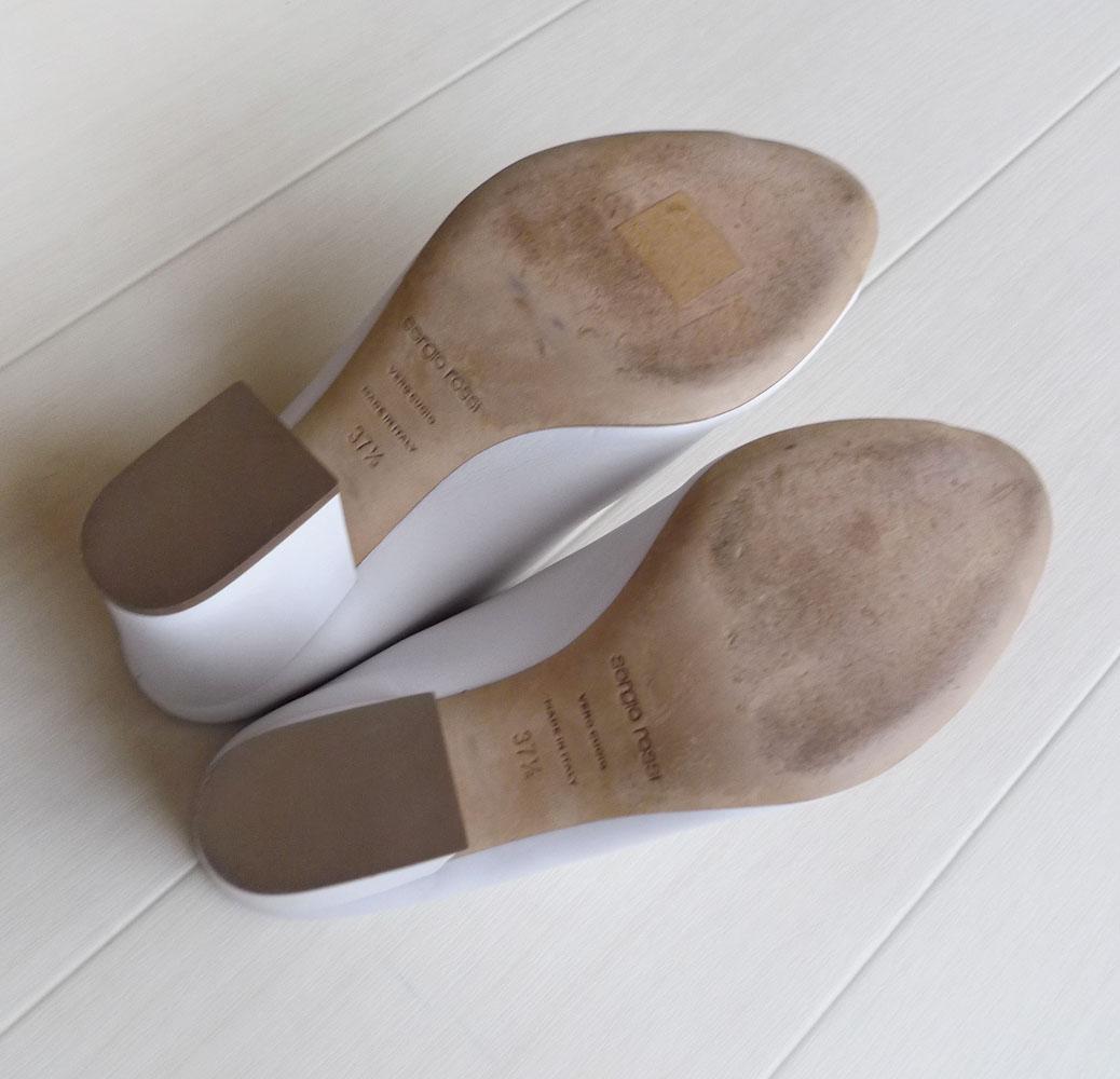 美品 セルジオロッシ イタリア製 37 ホワイトのミュール サンダル Q133