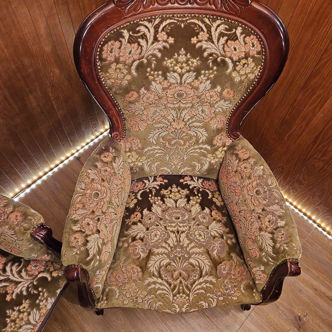 イタリア製 ヴィンテージソファ 金華山織 猫脚ソファ Ｂ パーソナルチェア