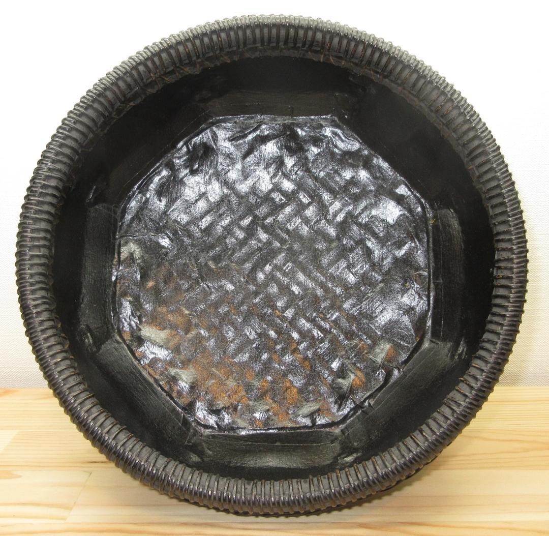 送料込【逢絢亭】茶道具 炭斗 唐物写 炉用 目立った破れ無し 和田鱗師 共箱入り