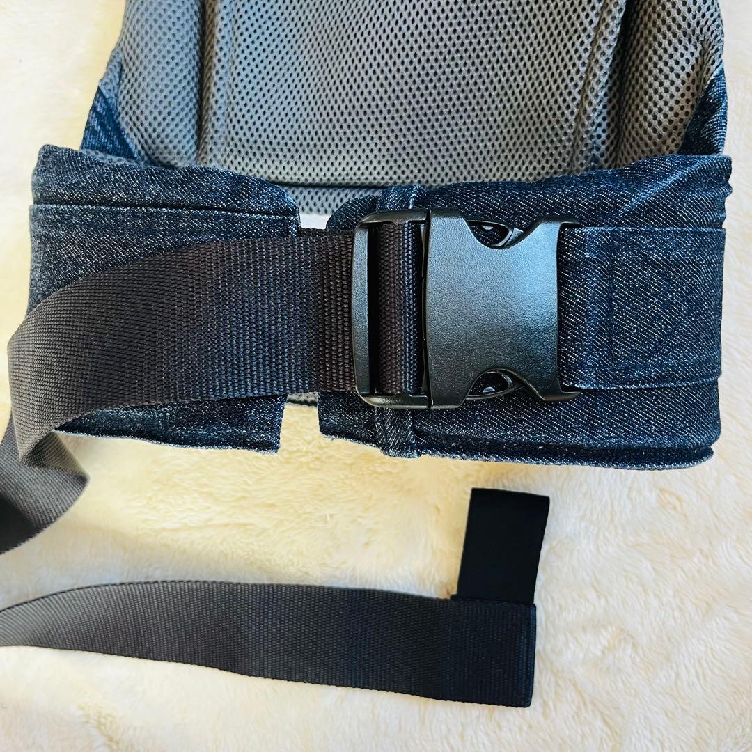 【美品✨】キューズベリー nico デニムオールメッシュ 抱っこ紐　腰パッド付き