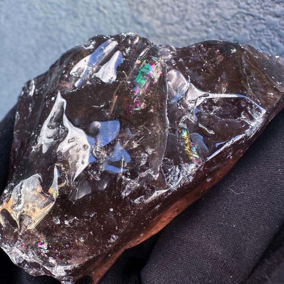 【金運☆魔除】レインボー☆スモーキークォーツ☆天然石フリーフォーム原石A1496