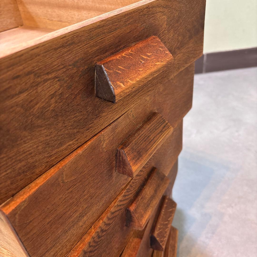 昭和レトロ 木製 5段引き出し｜無垢材 チェスト 大型ラック｜木製取っ手 古道具