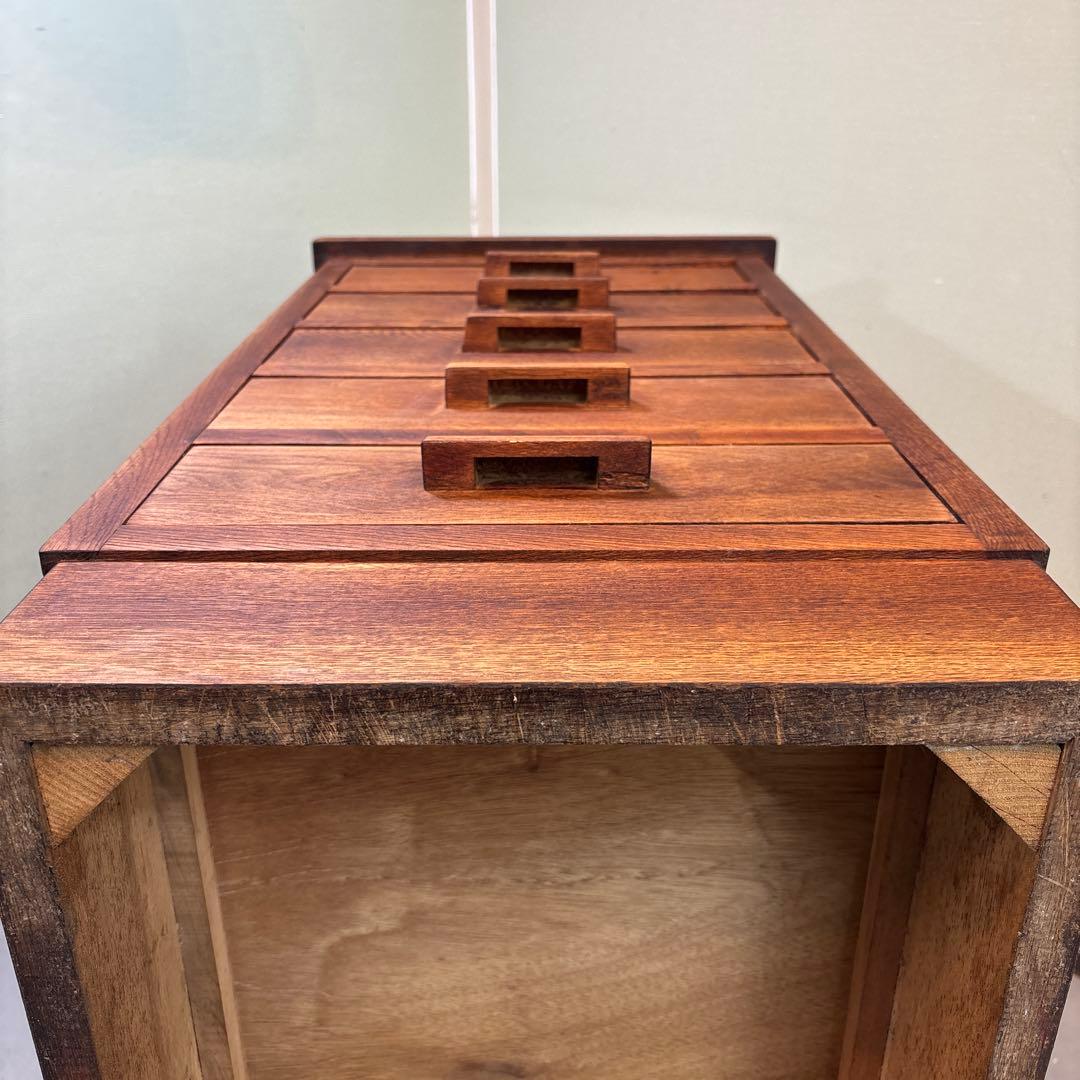 昭和レトロ 木製 5段引き出し｜無垢材 チェスト 大型ラック｜木製取っ手 古道具