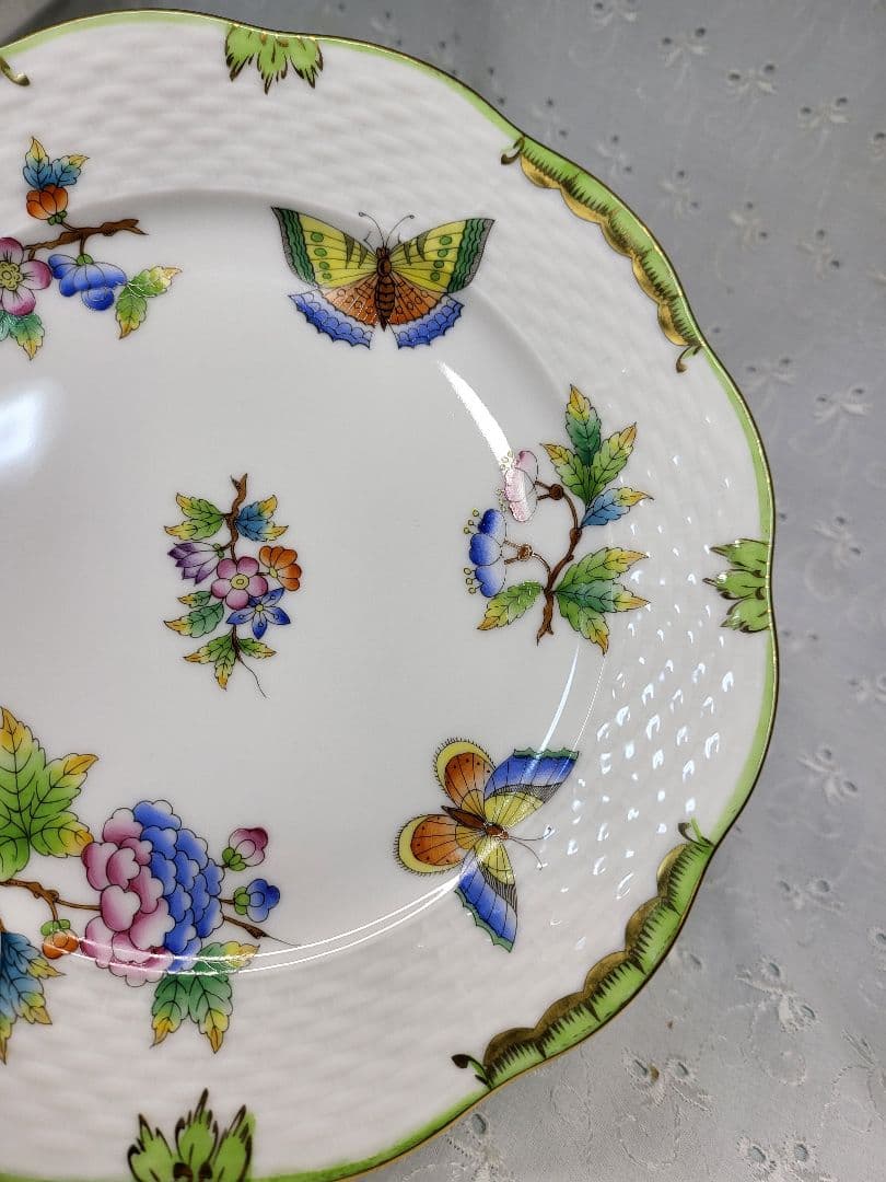 未使用近✨ヘレンド ヴィクトリアブーケ サラダ デザート プレート19 皿花蝶①