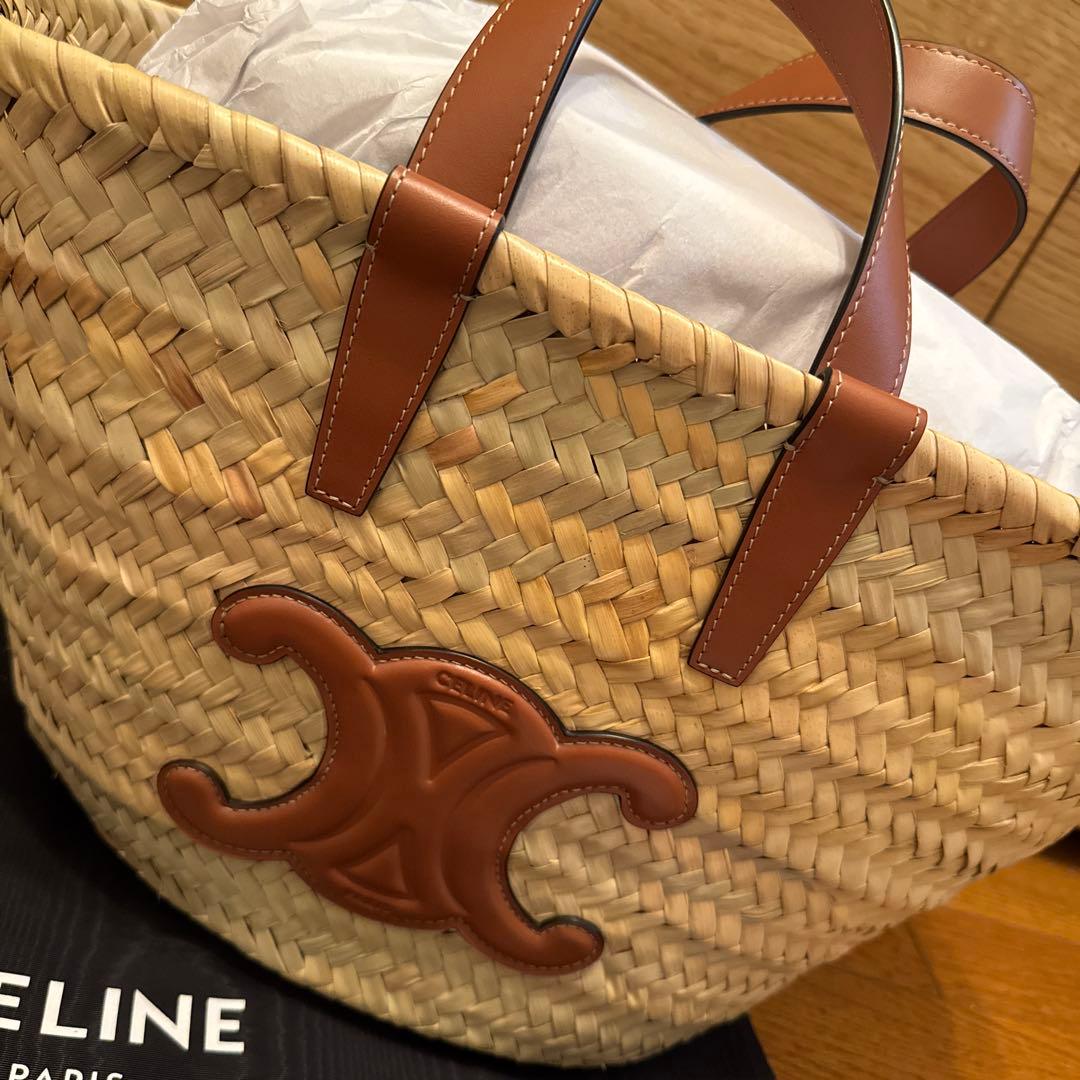 CELINE ロゴ入りストローかごバッグ