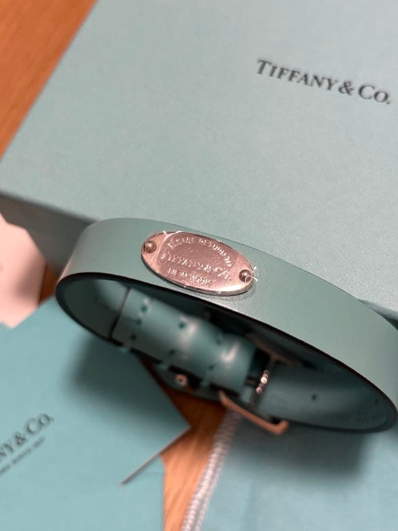 未使用品 XSサイズTiffany ティファニーレザー 犬首輪ドッグカラーペット