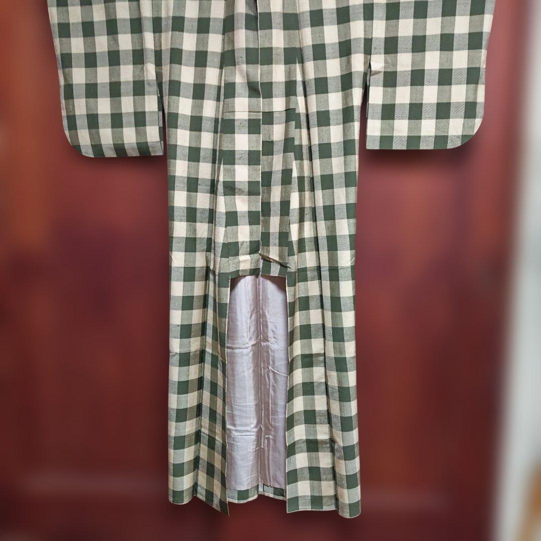 ざざんざ織　（伊兵衛織）単衣（冬こそ着用有）　玉繭　身丈159㌢　裄丈64.5㌢