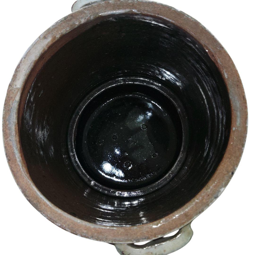 希少　越後太丘焼　織部釉水差　茶道具　明治レトロ