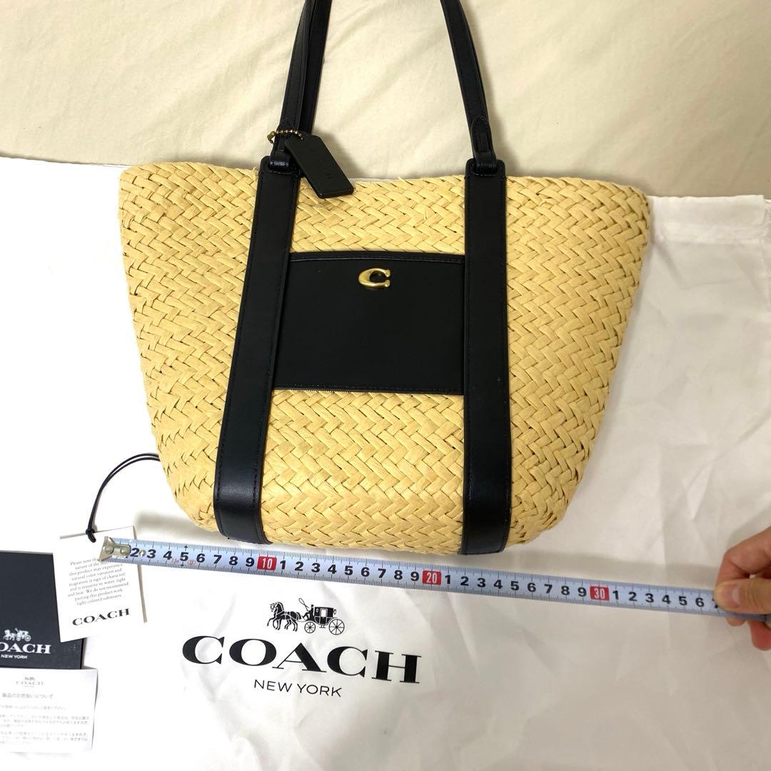 COACH ストロートートバッグ ベージュ×ブラック