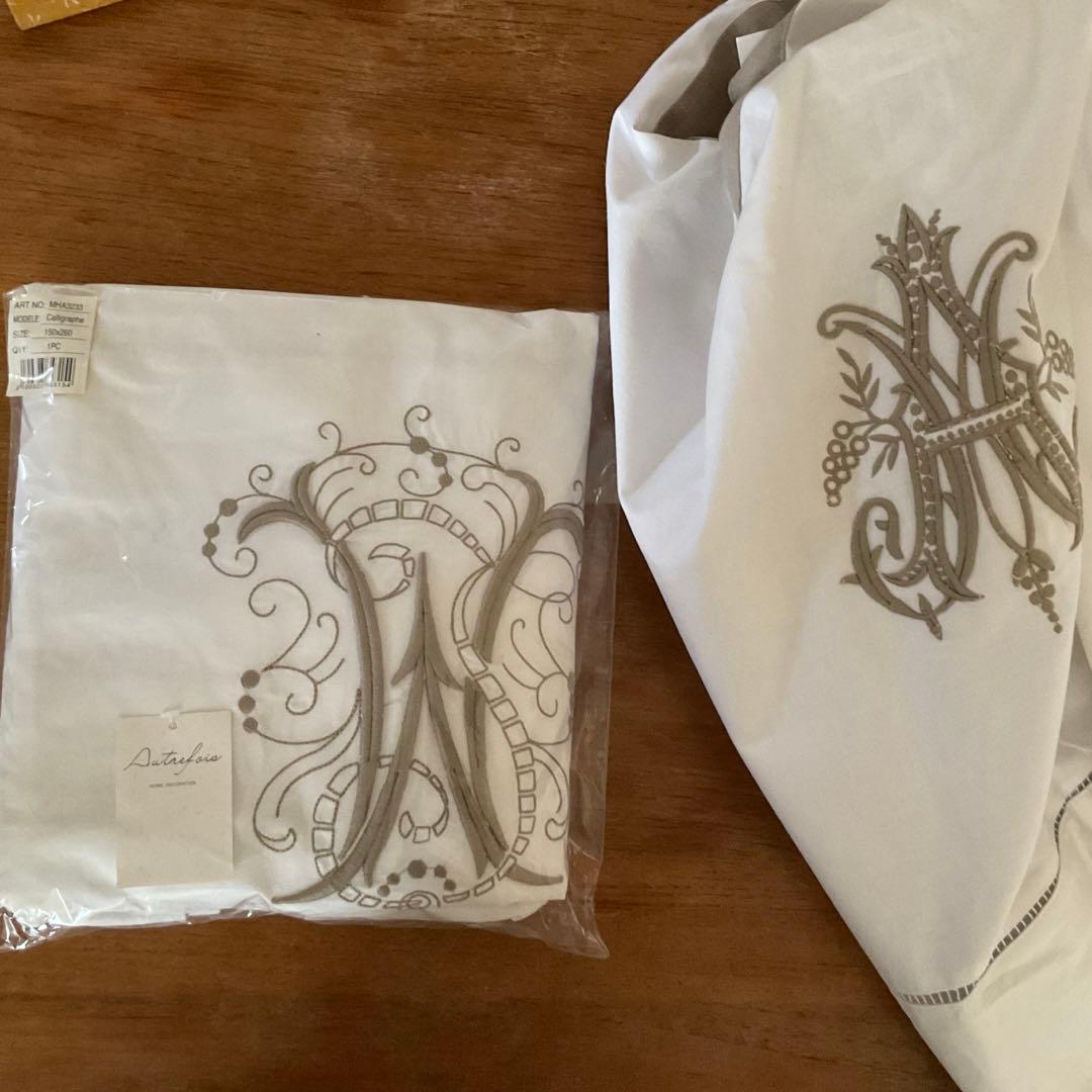 美しいアンティーク刺繍リネンコットンレースカーテン2枚セット