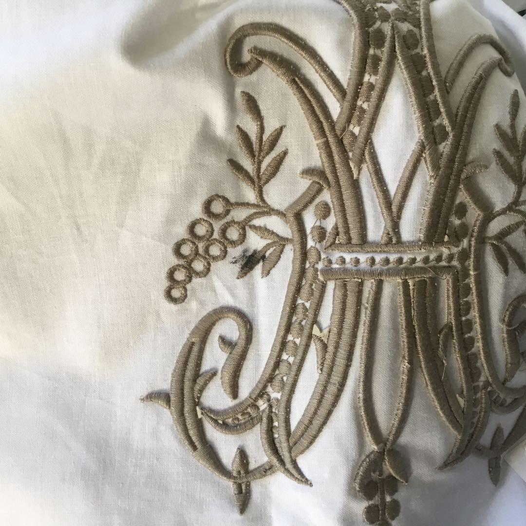 美しいアンティーク刺繍リネンコットンレースカーテン2枚セット