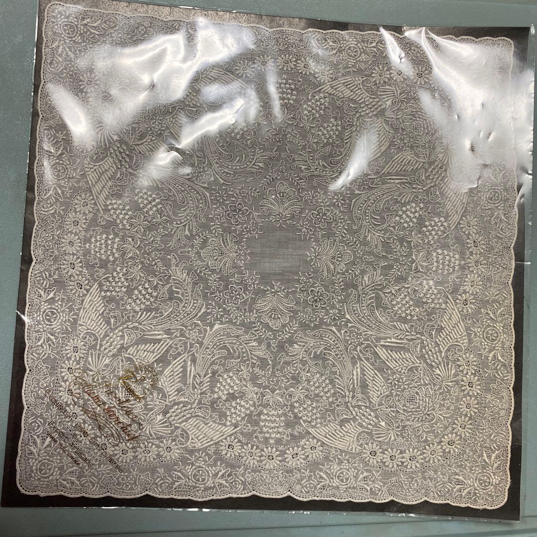 スワトウ刺繍　高級ハンカチーフ　鳳凰柄　ヴィンテージ