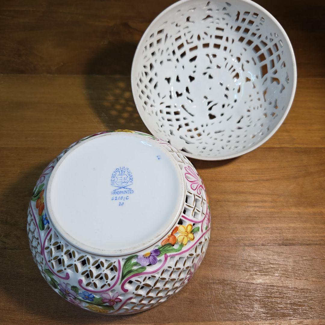 ヘレンドHerend 透かしボンボン入れ ボンボニエール ファンタジー約12cm