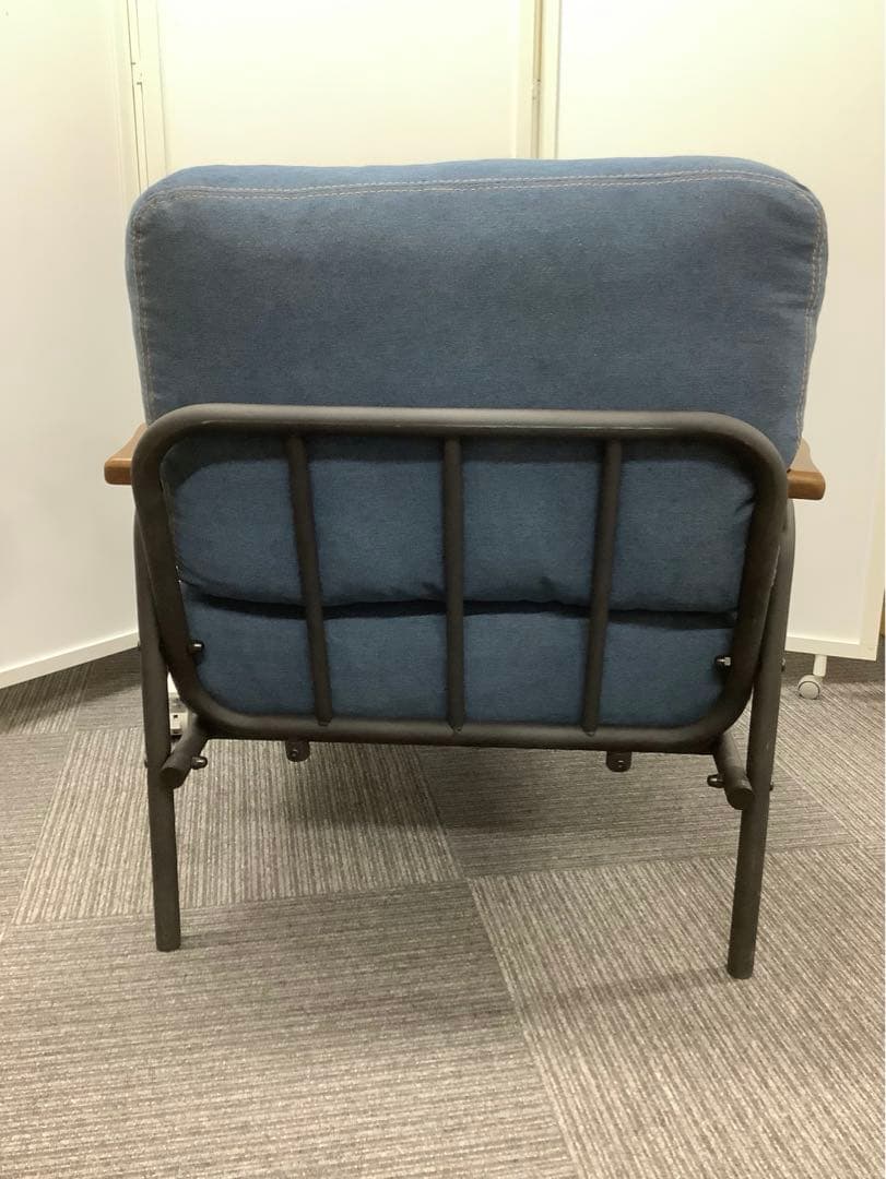 かな 1人掛けソファ 肘掛け付き デニム調 ジーンズ調（★）