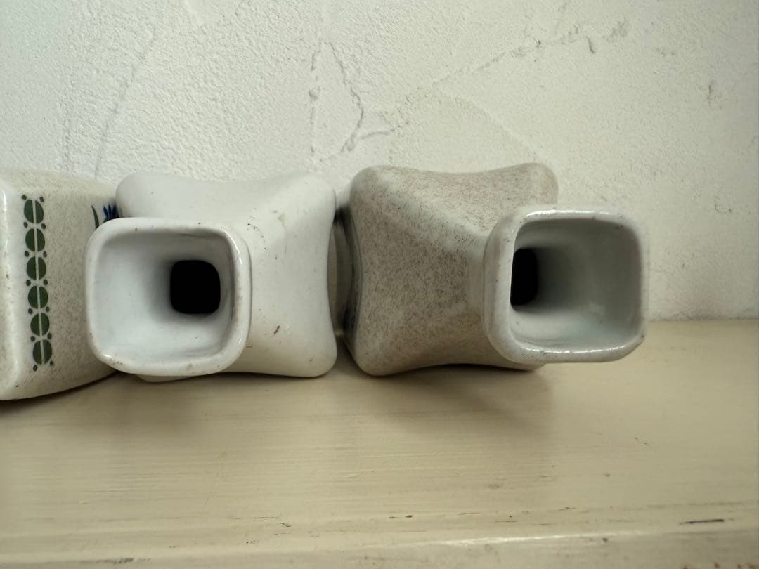 フランスアンティーク　陶器の花柄キャニスター6点セット