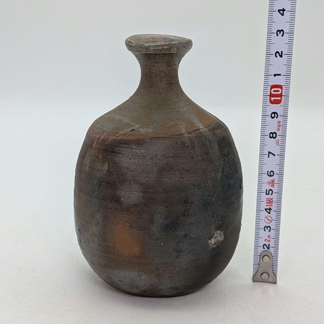 備前市無形文化財 榊原清人 備前焼 銀彩徳利花入 共箱 とっくり 一輪挿し花瓶