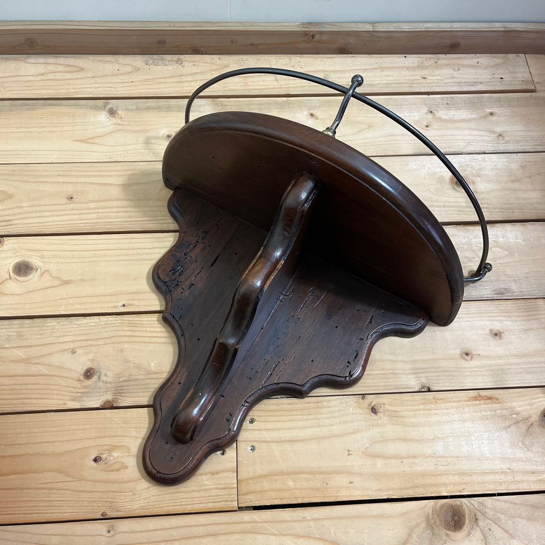 美品 アンティーク調◾️栄進物産 木製無垢材 壁掛けウォールラック 飾り棚