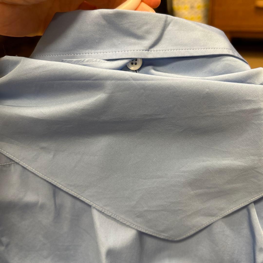 【試着のみ】MIUMIU 胸ロゴ スカーフ付　ポプリン シャツ ブルー