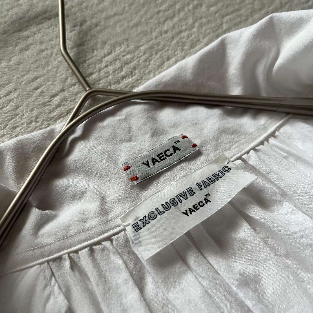 ヤエカ yaeca ギャザー プルオーバー シャツ ブラウス 白 ゆったり