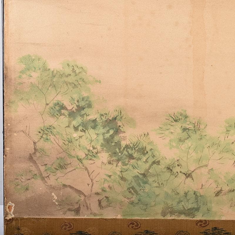 書画　支那事変　野砲戦図　小屏風　衝立　M　R7573B