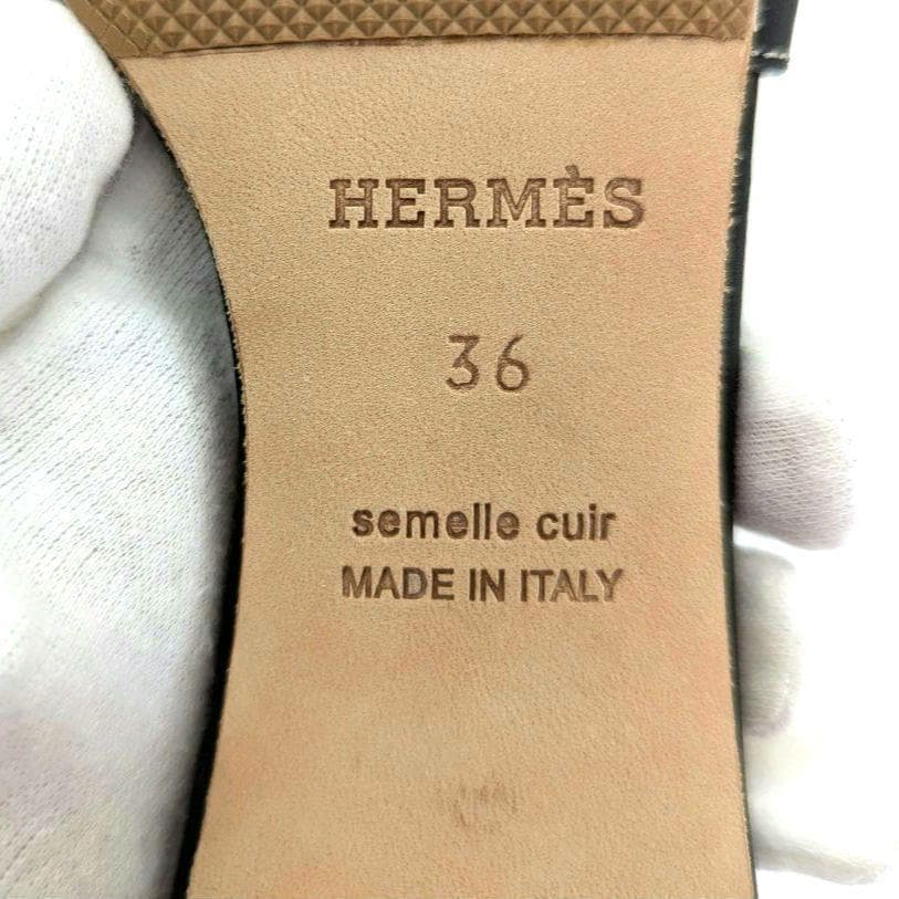 【美品】HERMES エルメス オアジス ミュール サンダル ブラック