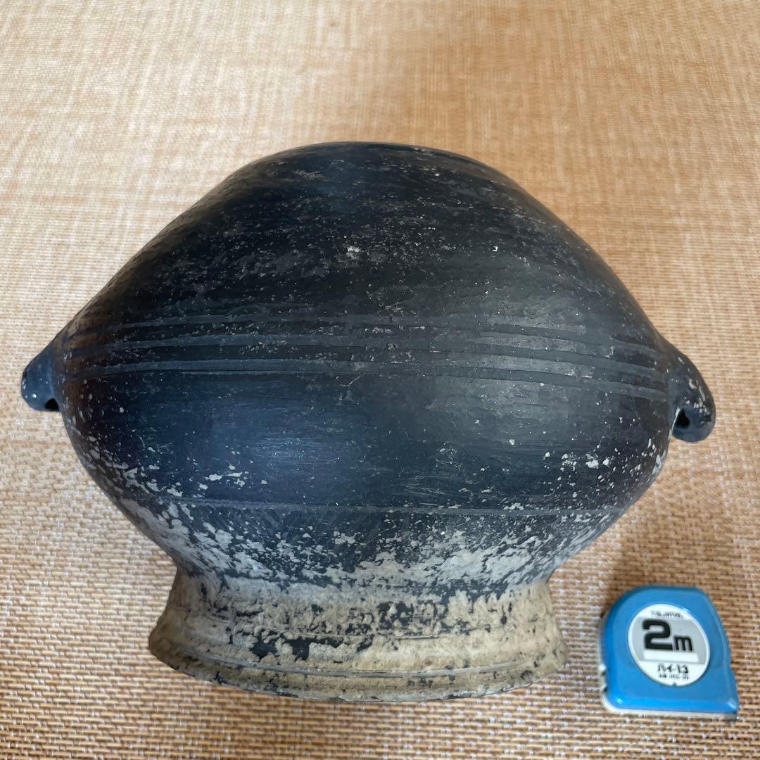 中国古美術　黒陶　壺　竜山文化　Chiping Black Pottery