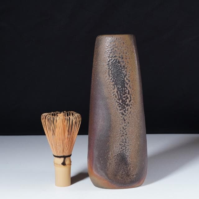 山本雄一　備前三方花入　共箱　茶道具　花器　花瓶　山本陶秀子息