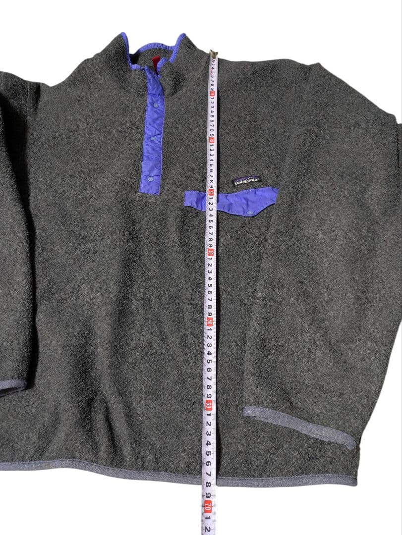 【美品】patagonia XL グレー×パープル シンチラスナップT