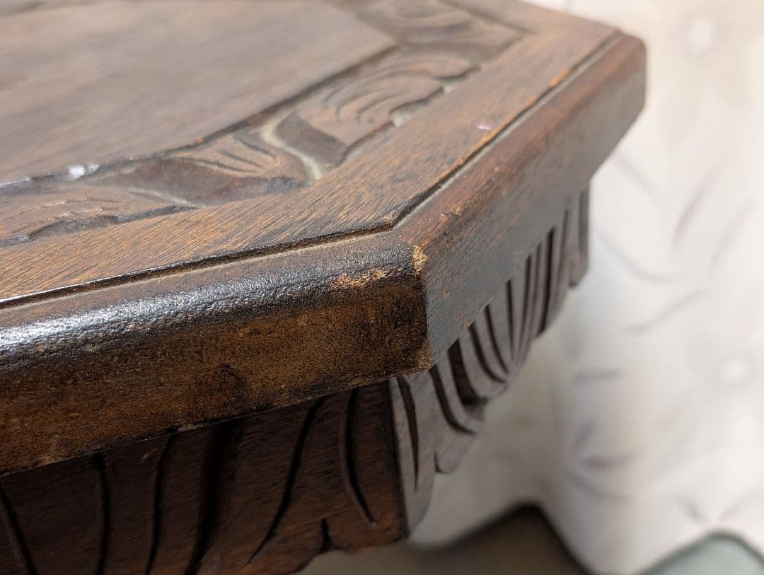 古家具　民芸家具　木製　木彫り　サイドテーブル　花台