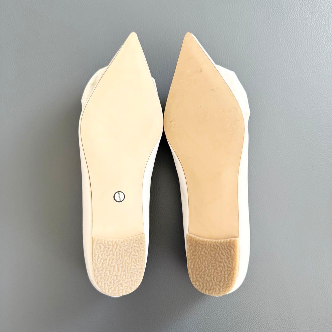 極美品 【キムヘキム】フラワーモチーフ レザー フラットシューズ ホワイト 37