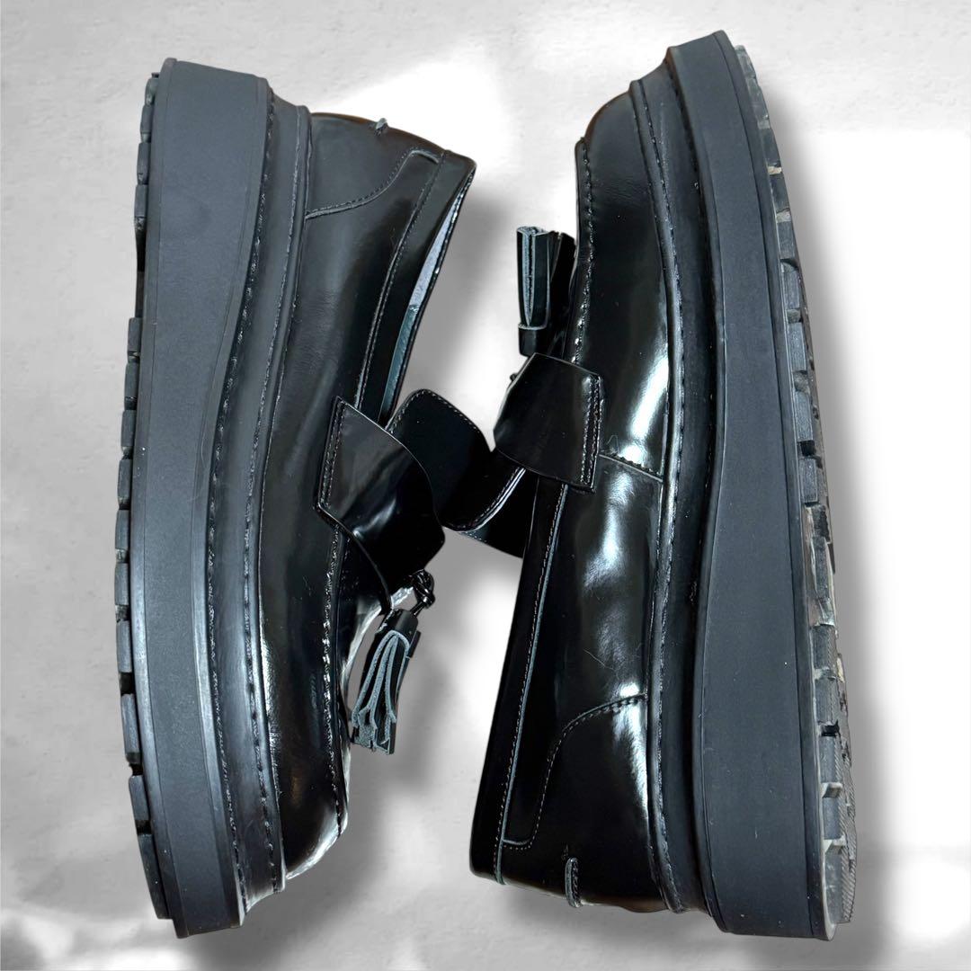 ランバンオンブルー　タッセルローファー　エナメル　ブラック　L 24.5㎝