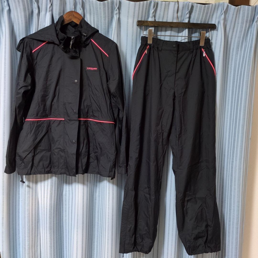 レオナールスポーツ　レインコート 上下　ブラック