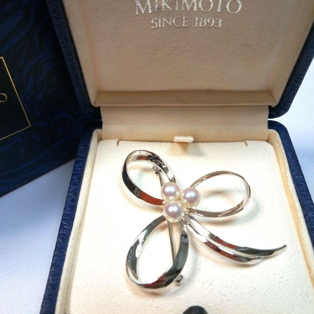 MIKIMOTO リボンモチーフ ヴィンテージ ブローチ