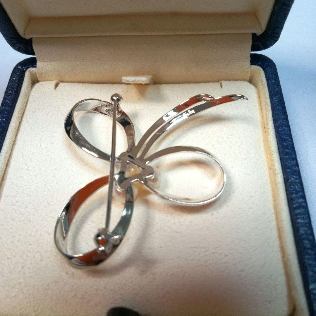 MIKIMOTO リボンモチーフ ヴィンテージ ブローチ