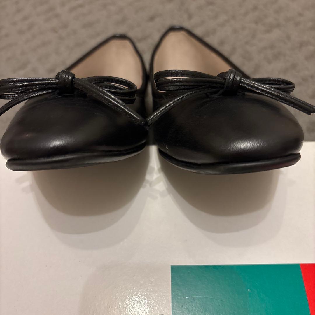 かねまつ　21.5cm AQUA BELL フラットパンプス　黒