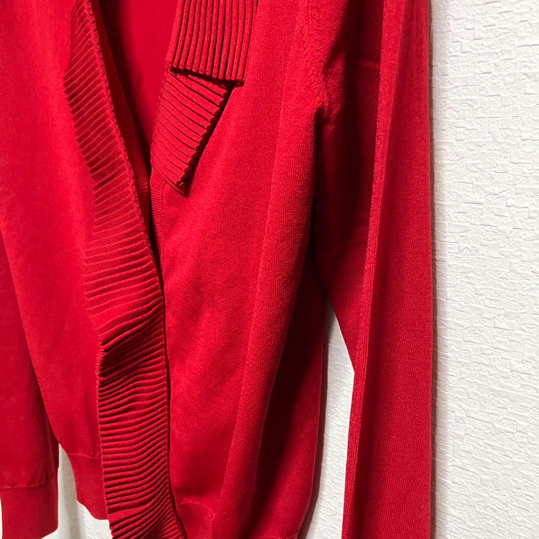 BOUTIQUE MOSCHINOプリーツフリル・リボン付きレッドカーディガン