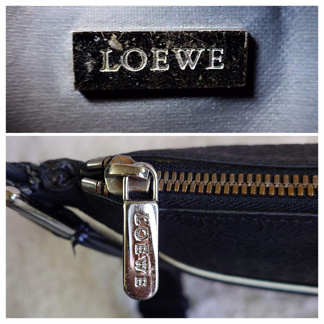 ロエベ ショルダーバッグ リピートアナグラム エンボス PVC 斜め掛け 黒