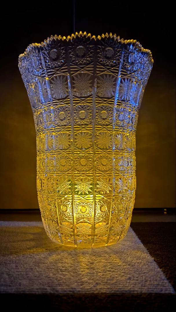 特大　ボヘミアクリスタルグラス　PK500 花瓶　フラワーベース　重さ約4キロ