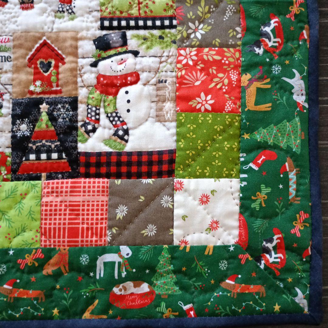 ❄スノーマン＆ワンちゃんサンタ2点おまとめタペストリー❄パッチワークハンドメイド