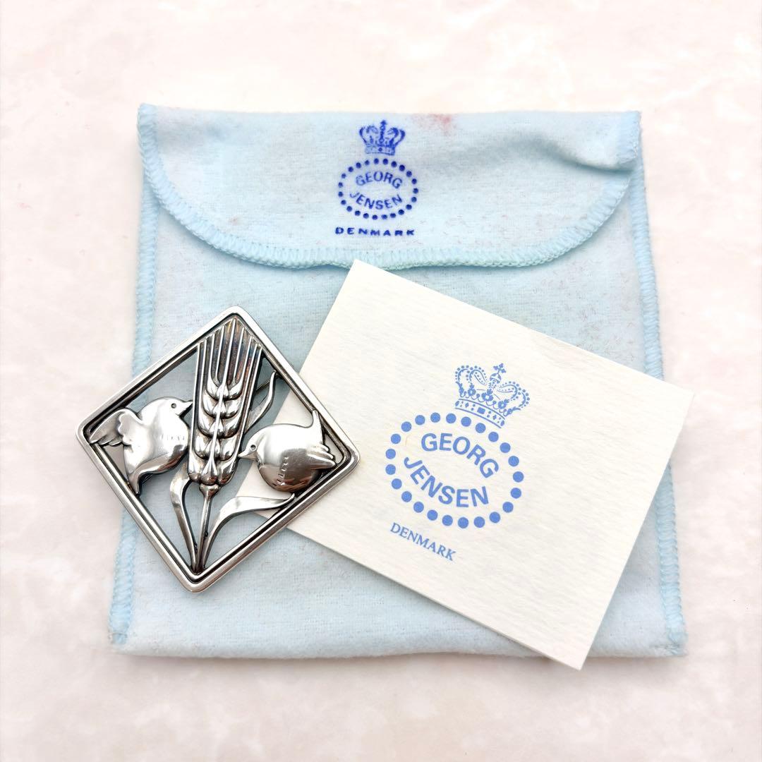 良品　ジョージジェンセン　ブローチ　小鳥と麦　鳥　麦　silver925 銀