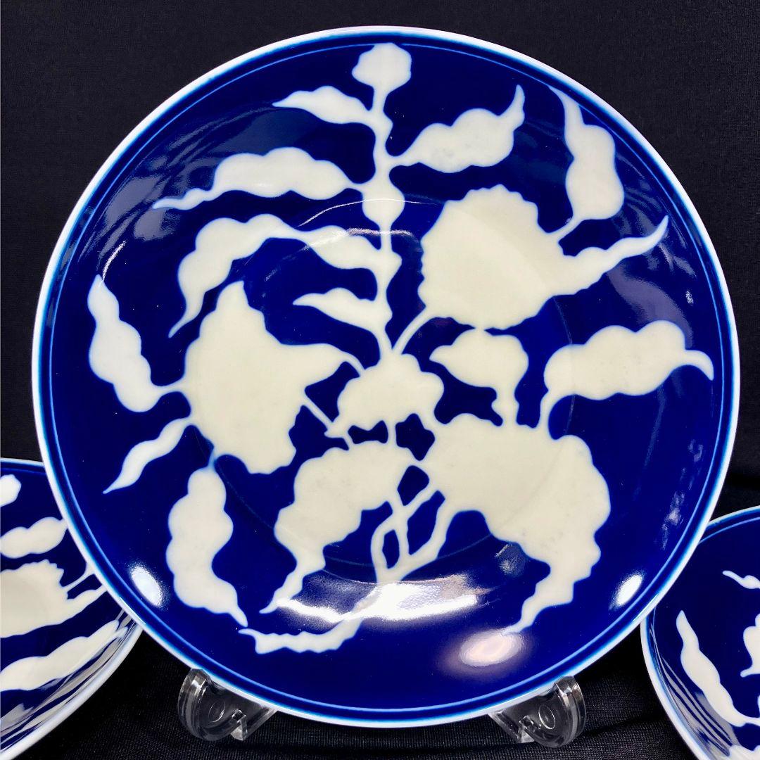 深川製磁 草花折枝白抜紋 中皿 5客 プレート ボウル 貴重 美品 レア